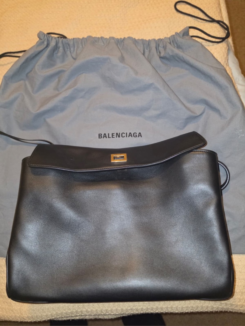 Balenciaga Black Leather Shoulder Bag with Gold Hardware - Picture 2 of 10